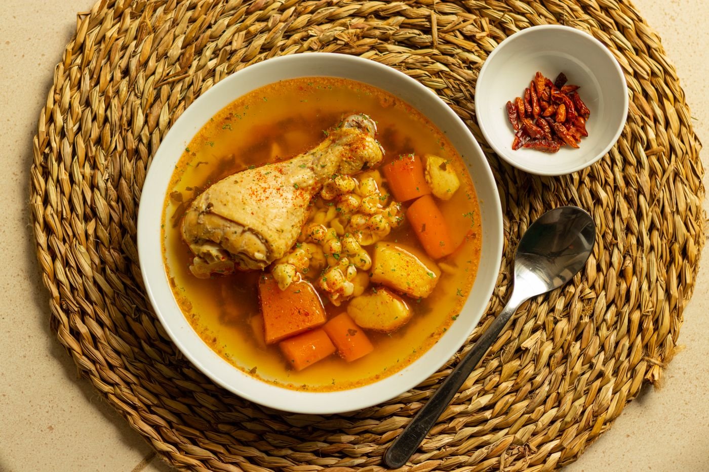 Paprika Chicken, Chickpea and Carrot Soup