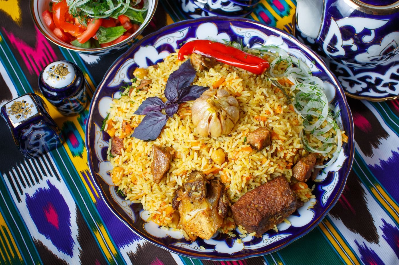 Uzbek Lamb Plov with Carrots, Chickpeas and Whole Garlic