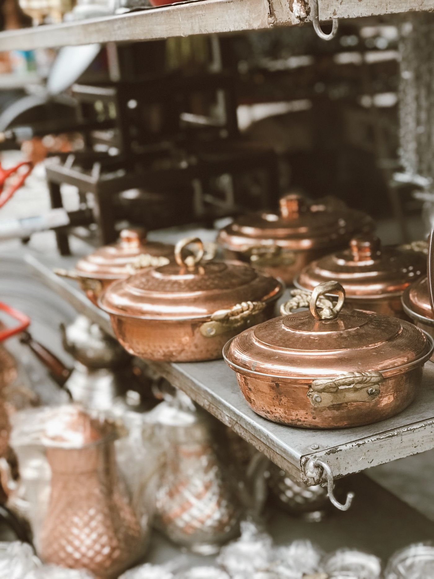 Copper Casserole with Brass Handles and Lid