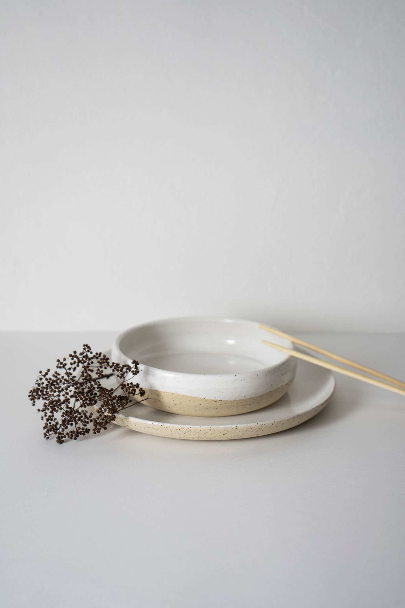 Raw Edge Stoneware Bowl and Plate
