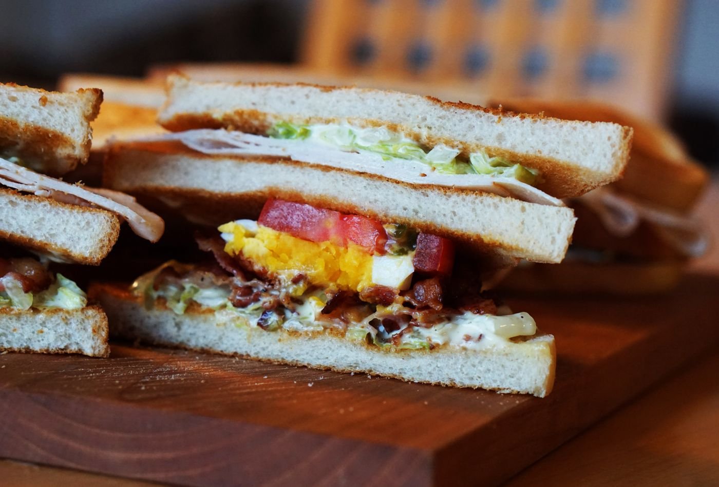 Turkey, Bacon and Boiled Egg Triple-Decker