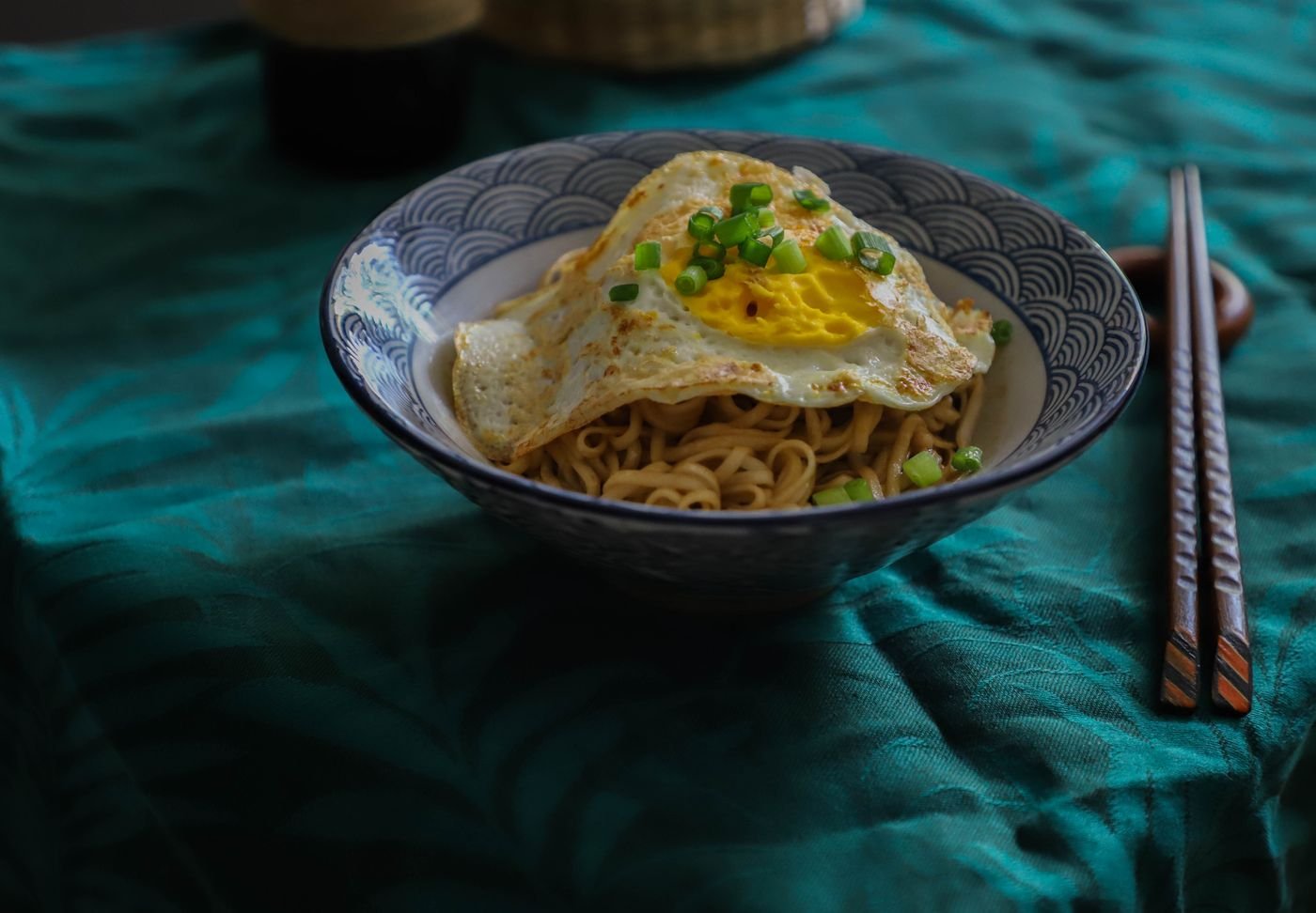 Soy Sesame Noodles with Crispy Fried Egg