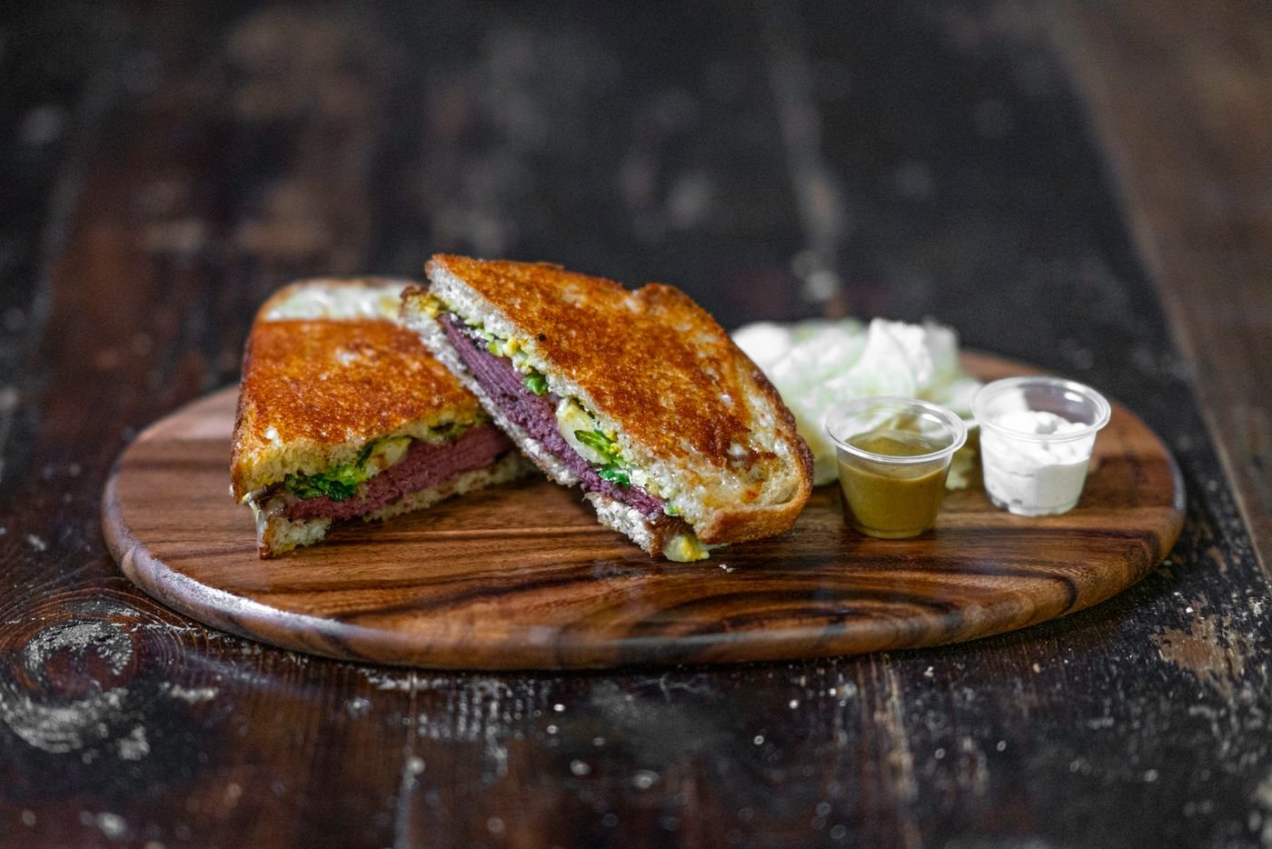 Griddled Pastrami Melt with Dill Relish