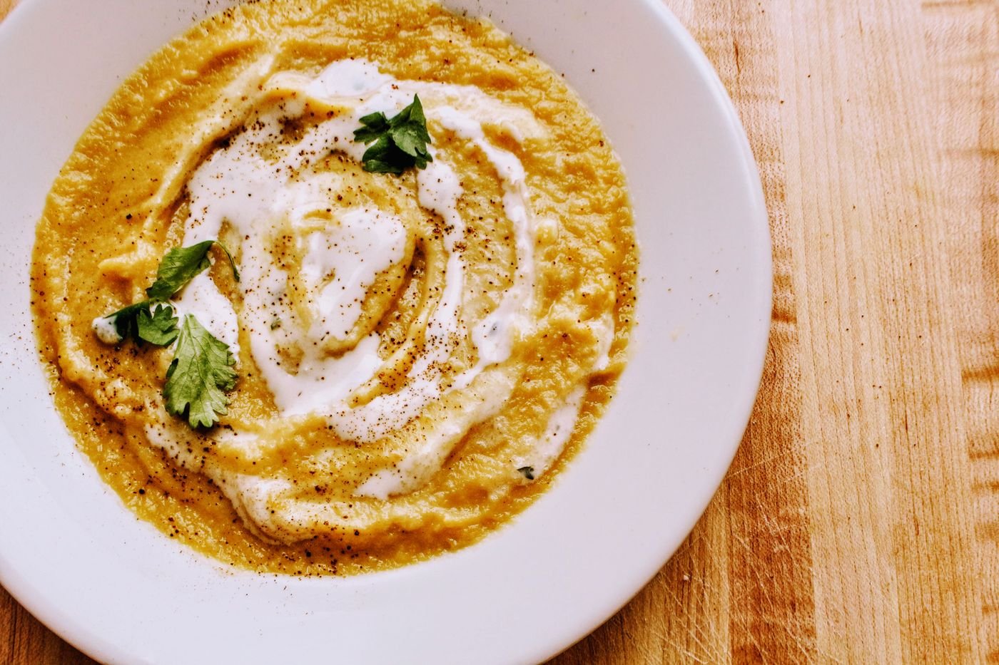 Turkish Red Lentil Soup with Yogurt Swirl
