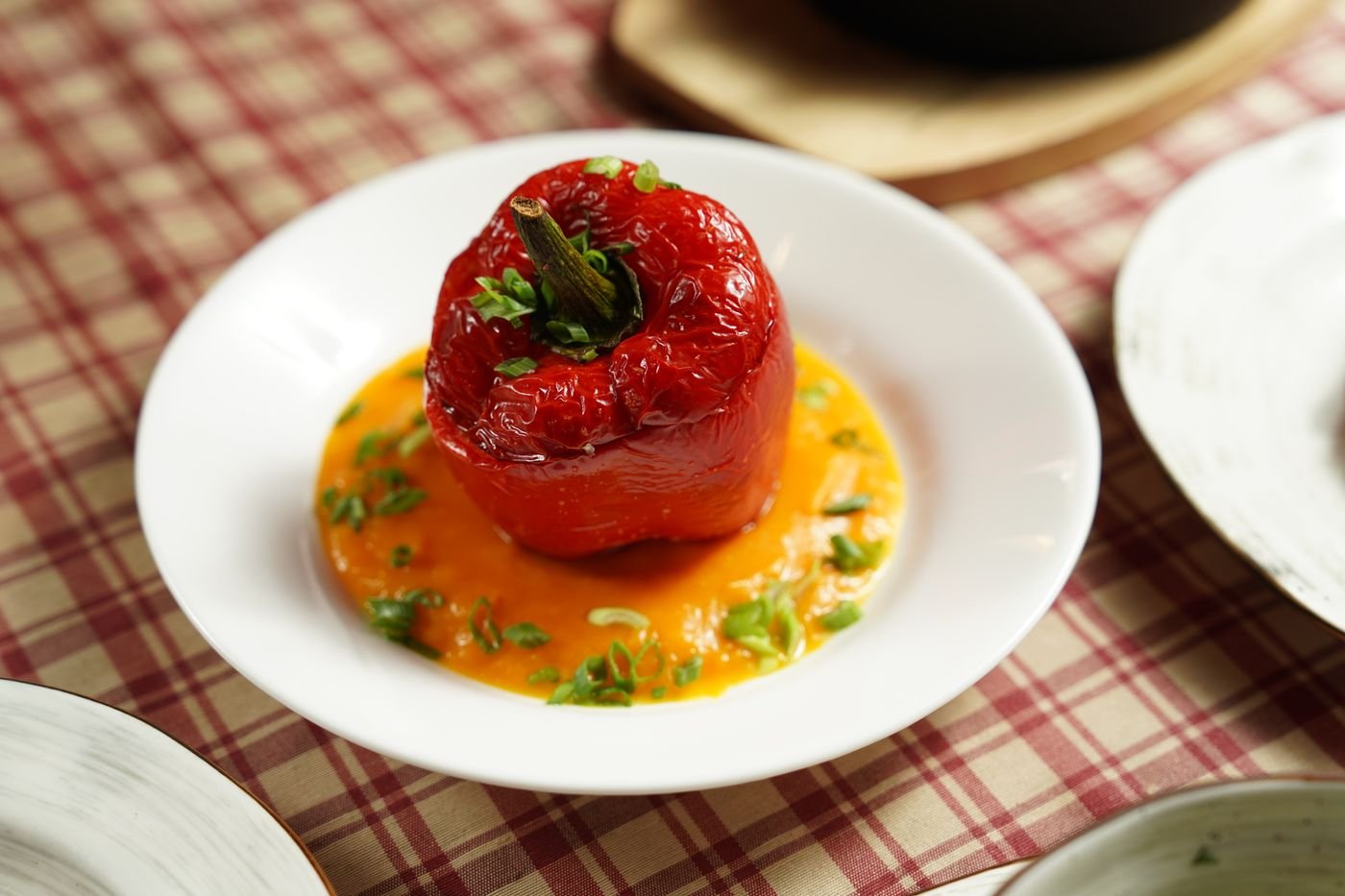 Whole Roasted Red Pepper with Carrot Sauce