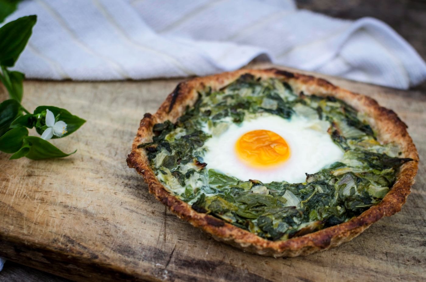 Rustic Spinach Tart with a Baked Egg