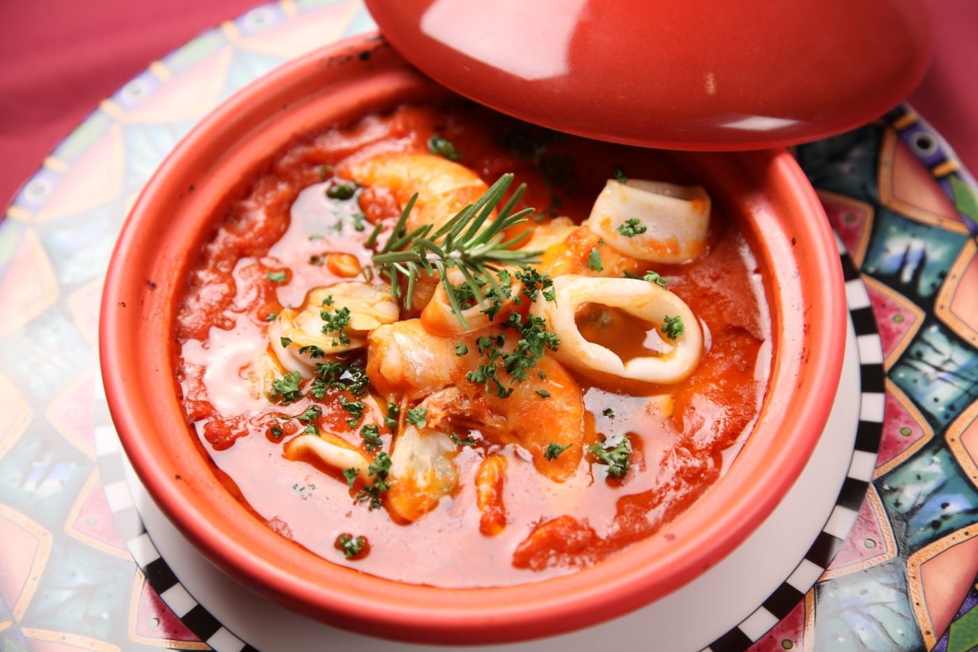 Squid and Shrimp Tomato Stew with Rosemary