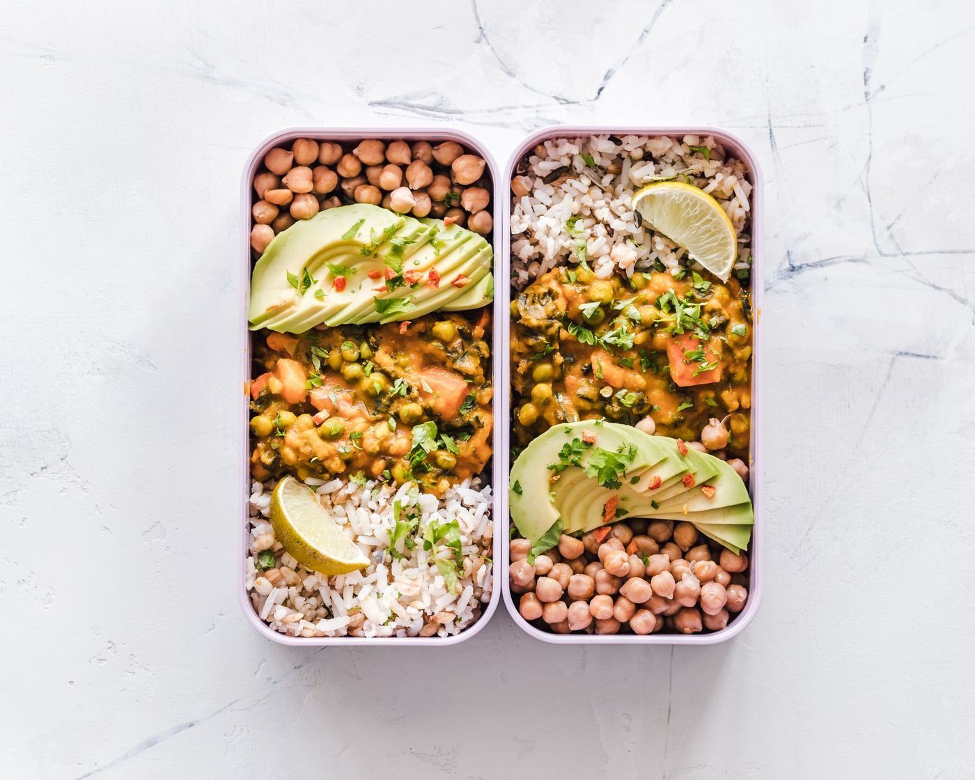 Chickpea, Pea and Sweet Potato Curry Meal-Prep Bowls