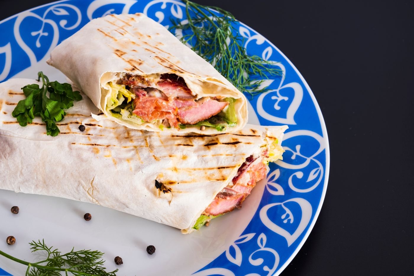 Grilled Salmon and Dill Lavash Wrap