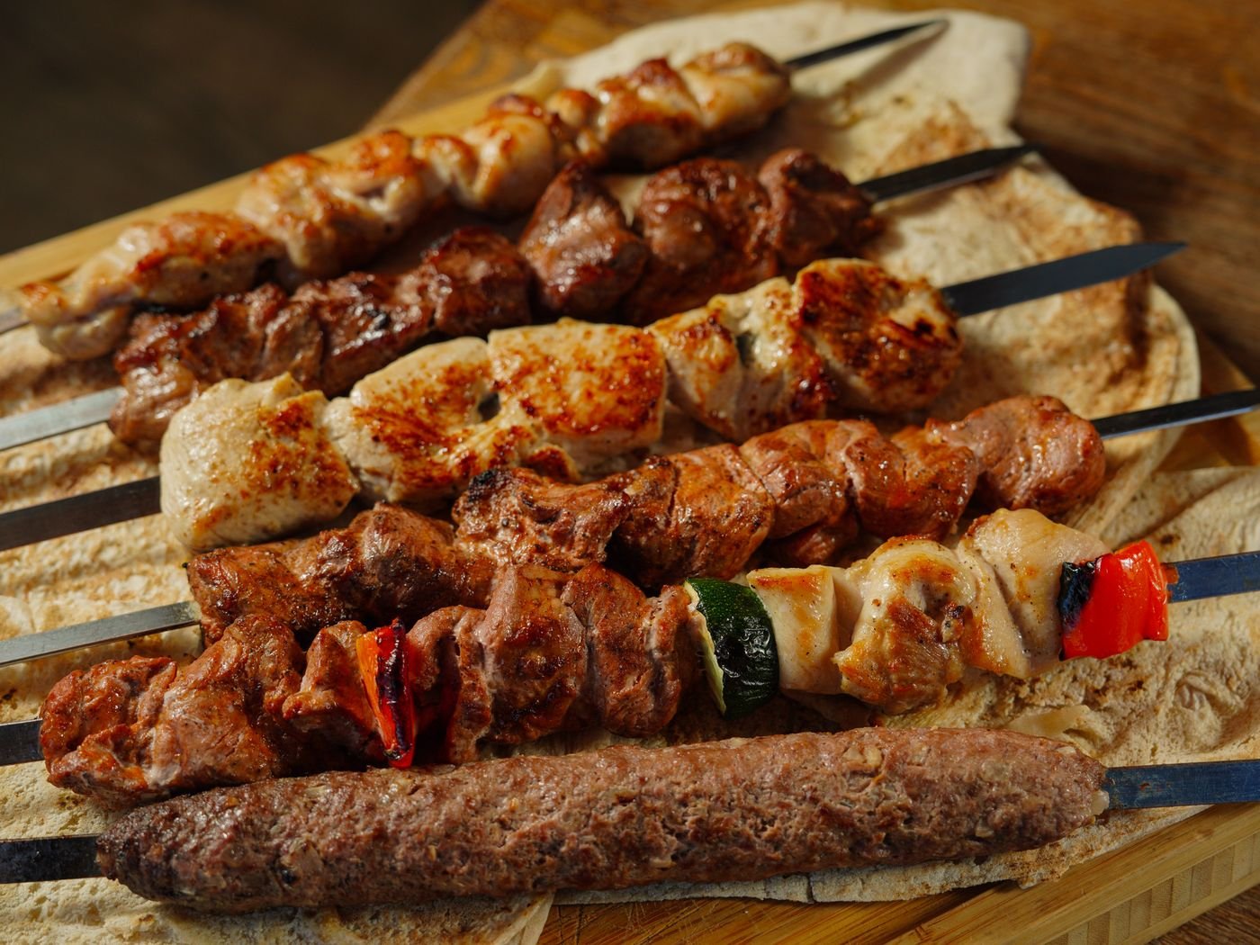 Mixed Kebab Platter with Lule Kebab on Lavash