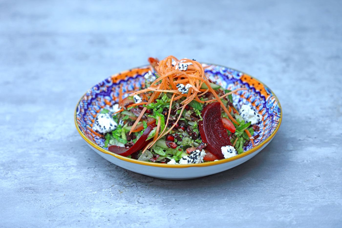 Beet and Carrot Salad with Sesame-Crusted Goat Cheese