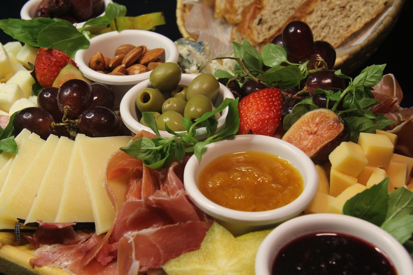 Grand Cheese Board with Figs and Apricot Jam