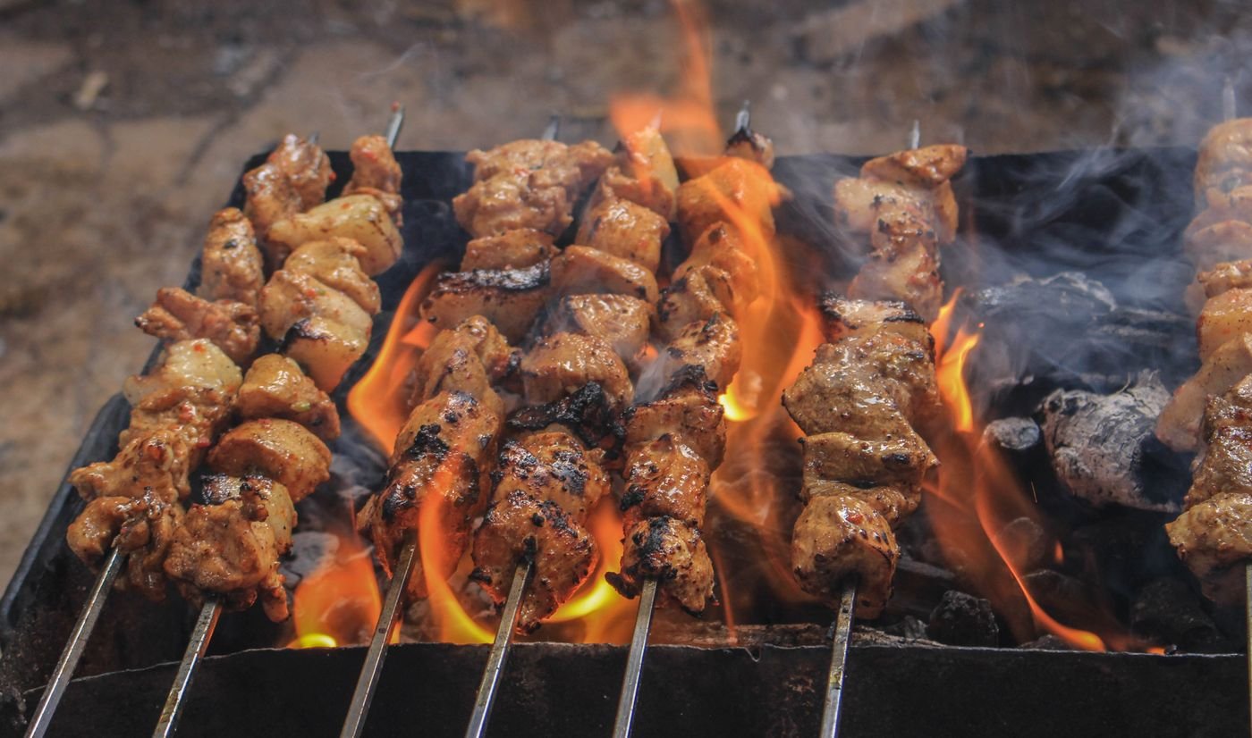 Shish Tawook over Open Flame