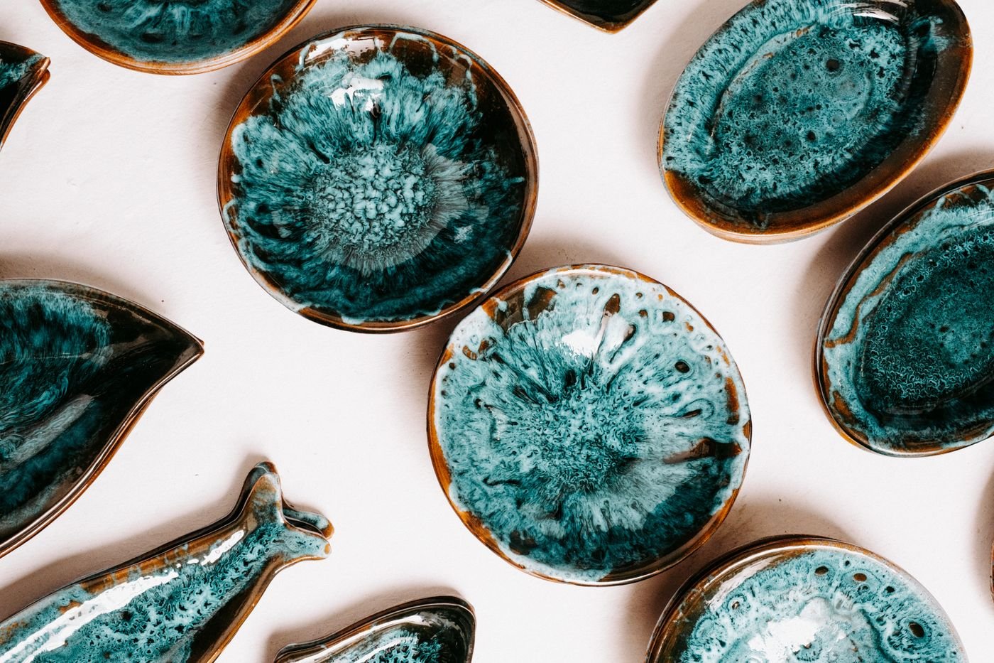 Teal Flow Glaze Dipping Dishes