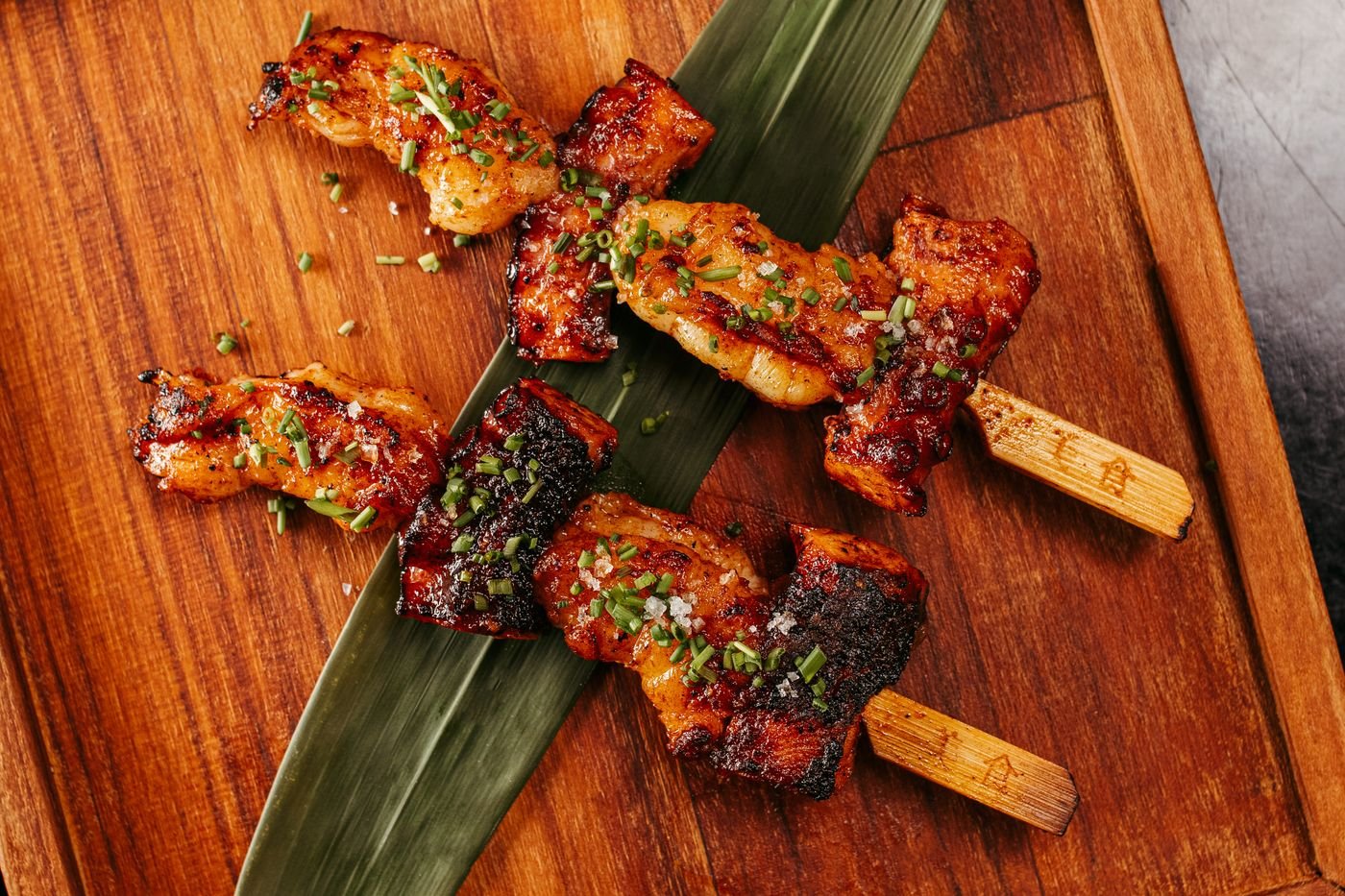 Miso-Glazed Pork Belly and Chicken Skewers