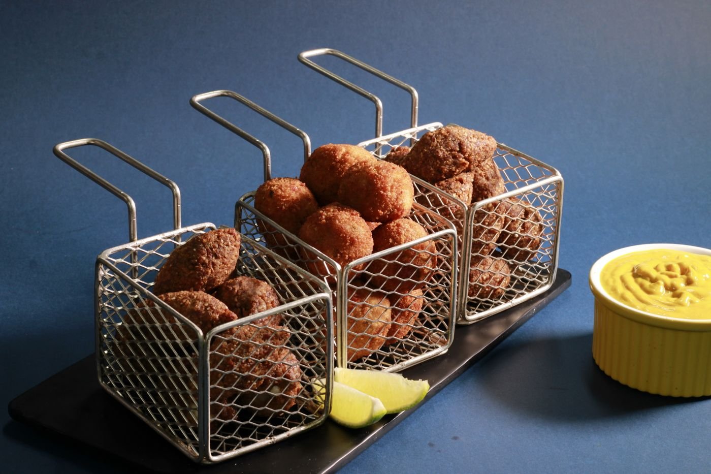 Crispy Falafel Baskets with Honey Mustard Dip