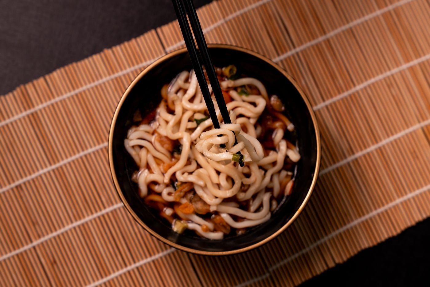 Stir-Fried Yaki Udon with Soy Glaze and Scallions