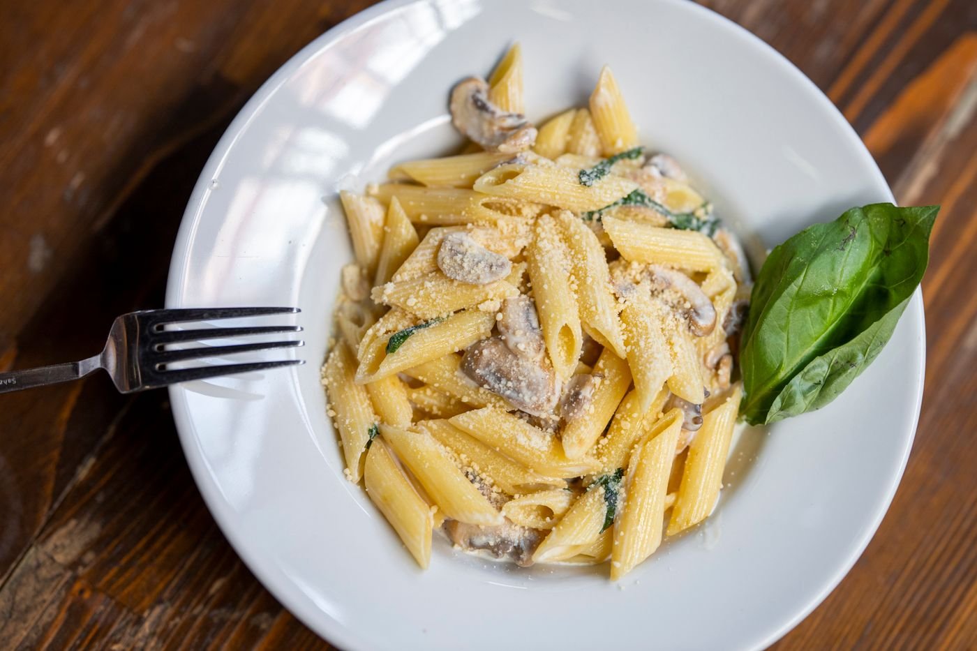 Creamy Mushroom and Spinach Penne with Parmesan