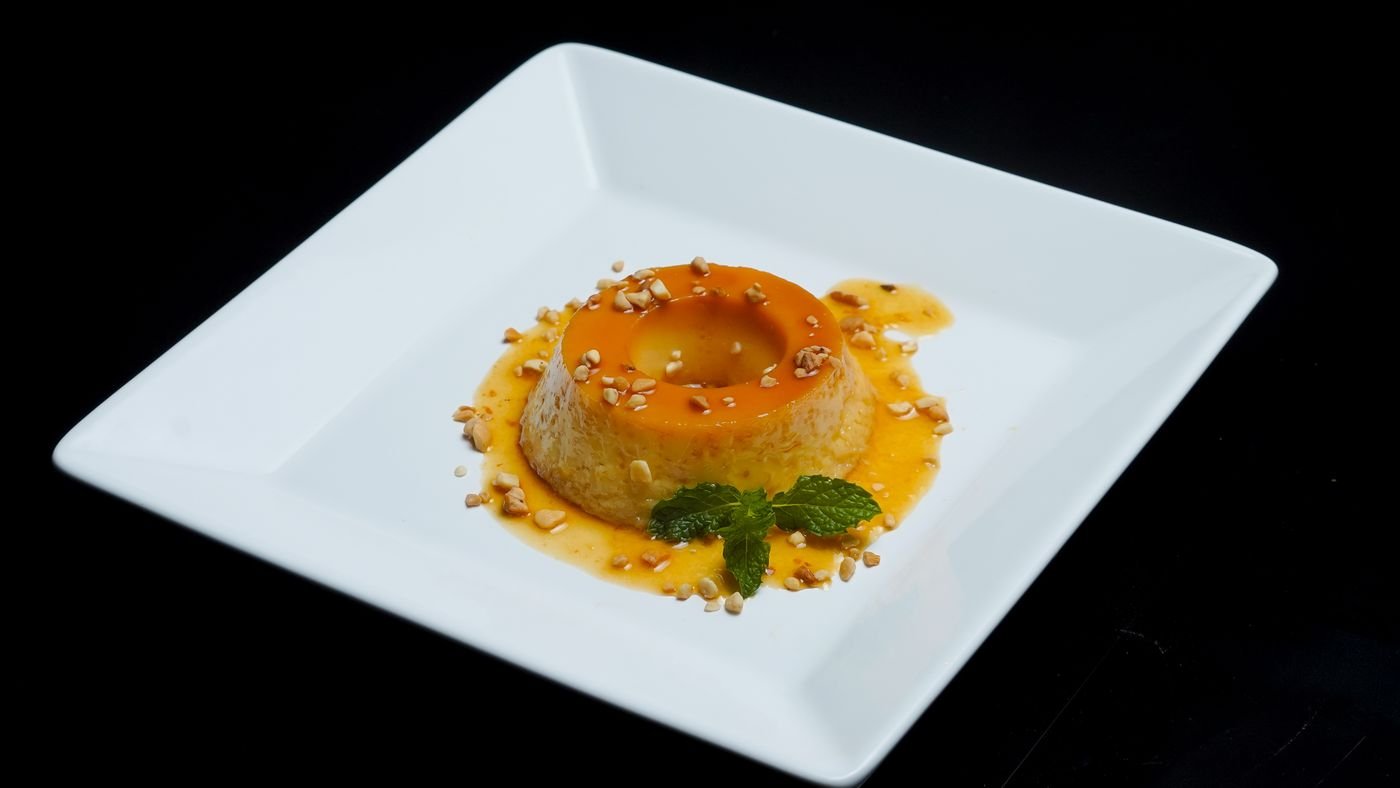 Creme Caramel Flan with Toasted Peanuts