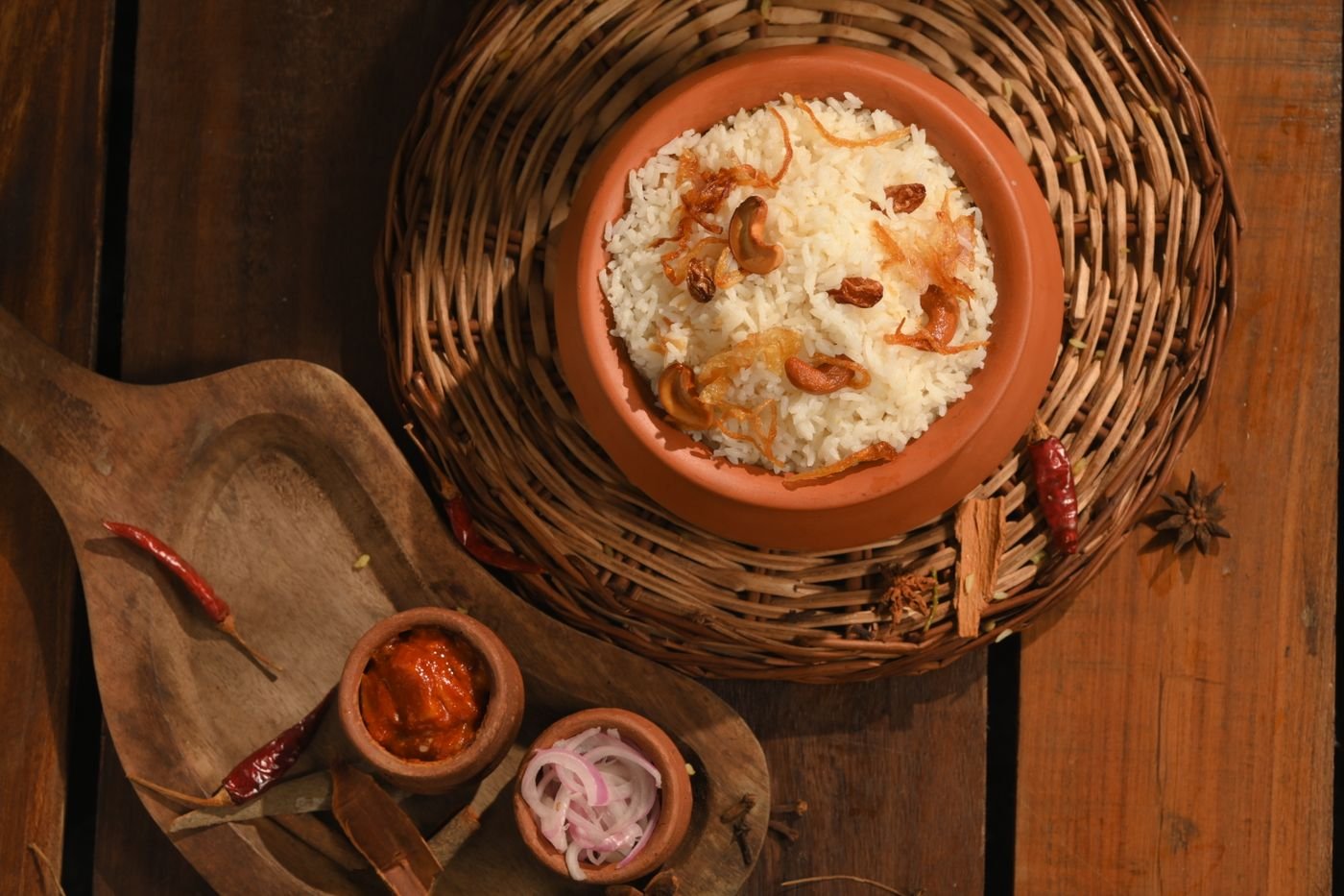 Kerala Ghee Rice with Fried Cashews and Raisins