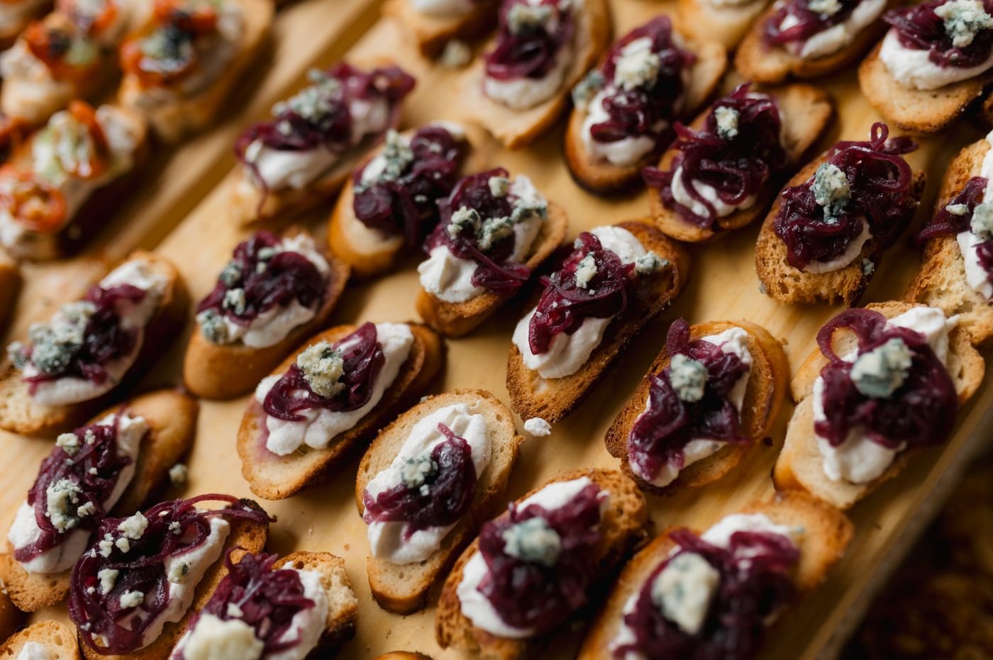 Blue Cheese Crostini with Red Onion Jam