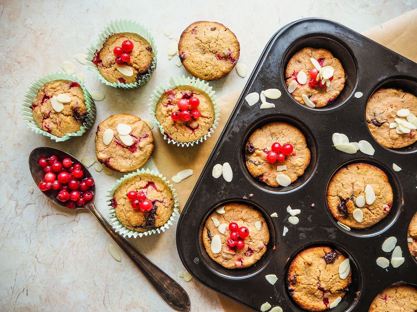 Red Currant and Almond Muffins