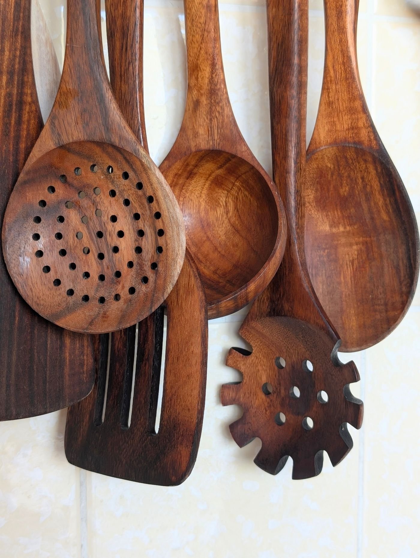 Dark Teak Utensil Set, six pieces