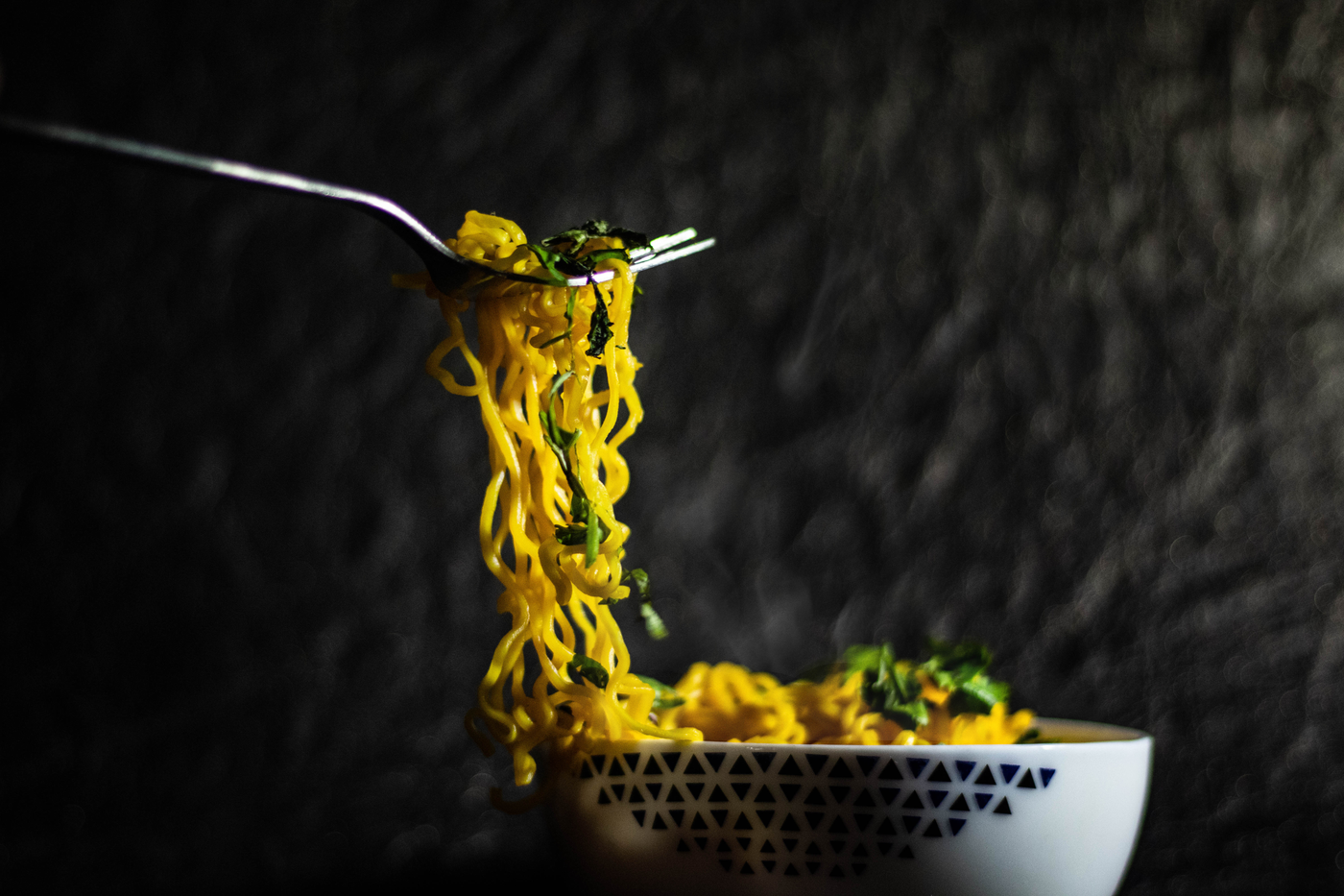 Turmeric Masala Noodles with Fresh Cilantro