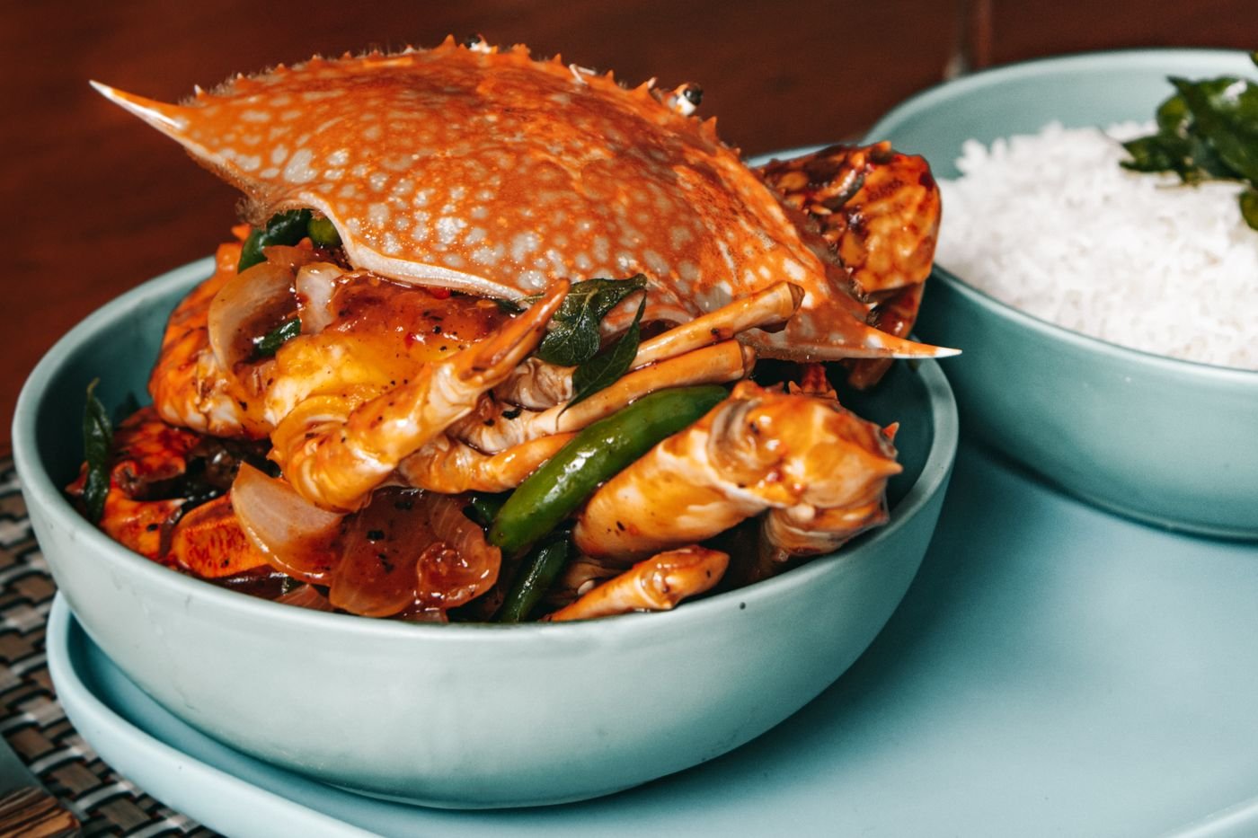 Thai Chili Crab with Long Beans and Thai Basil