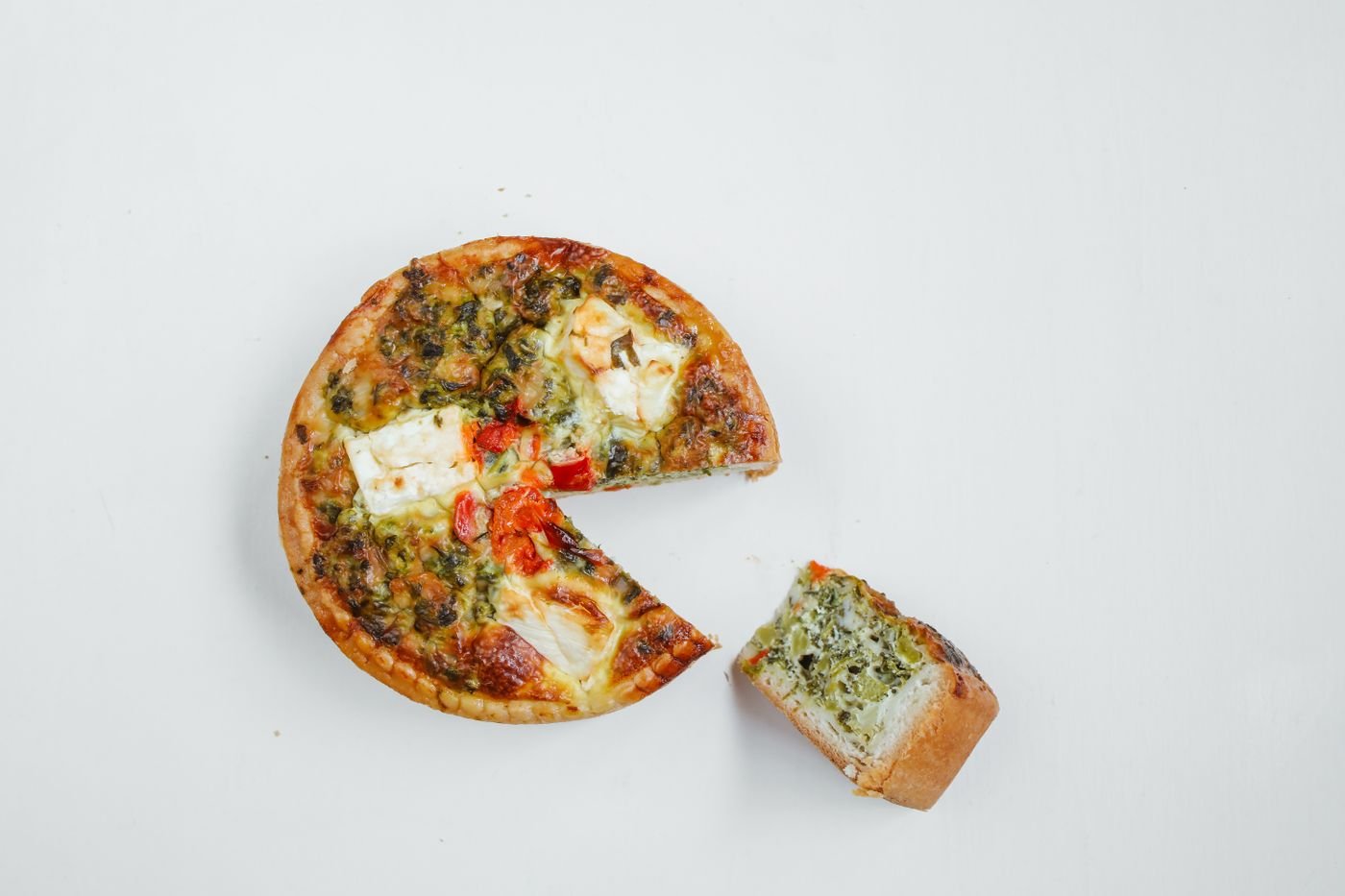 Spinach, Feta and Red Pepper Quiche