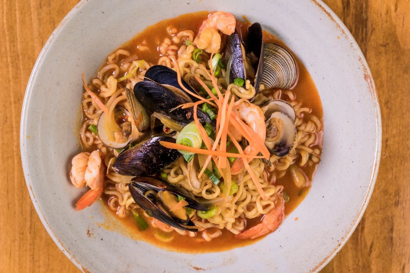 Jjamppong-Style Spicy Seafood Ramen