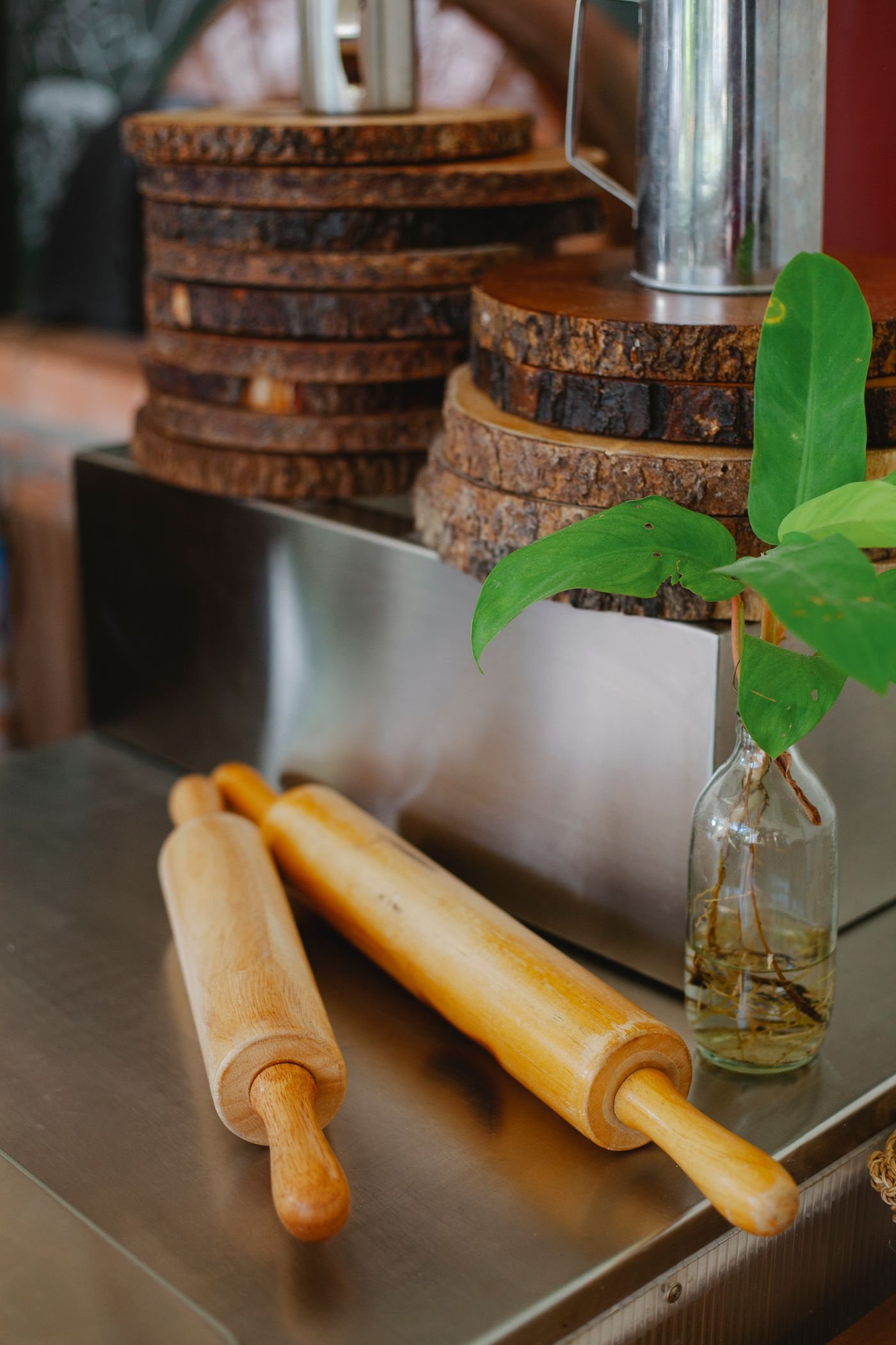 Hardwood Rolling Pins with Handles, set of two