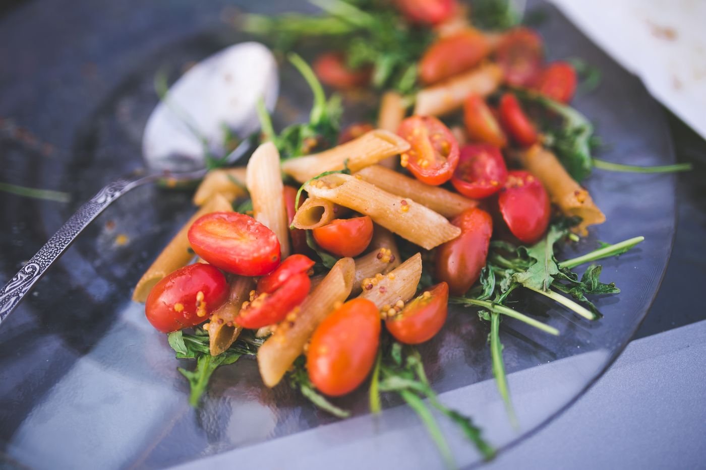 Whole Wheat Penne with Cherry Tomatoes and Arugula