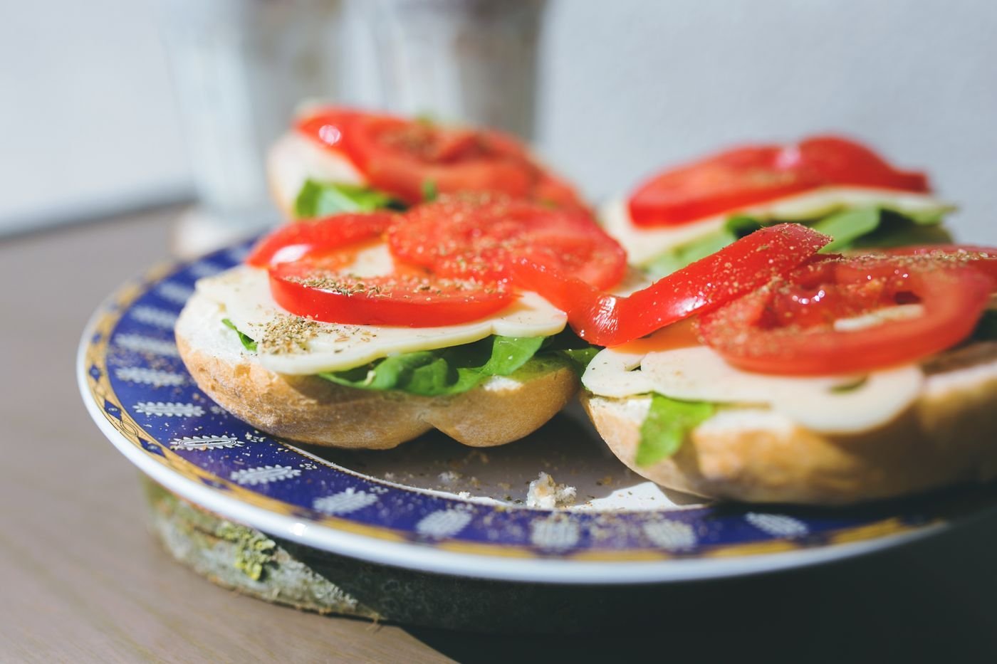Open-Faced Tomato and Mozzarella Rolls
