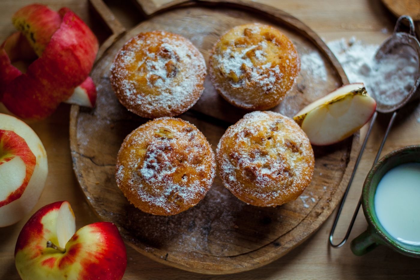 Apple Cinnamon Muffins with Powdered Sugar