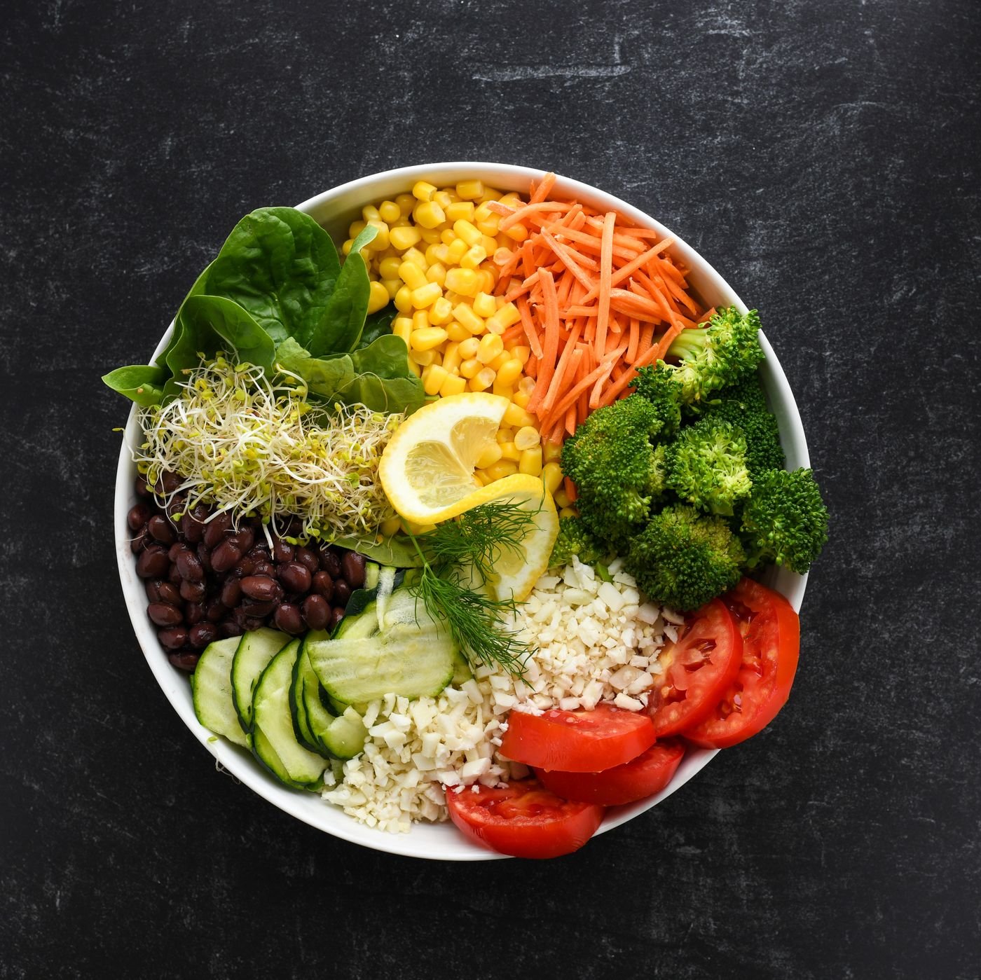 Rainbow Buddha Bowl with Black Beans and Lemon Tahini