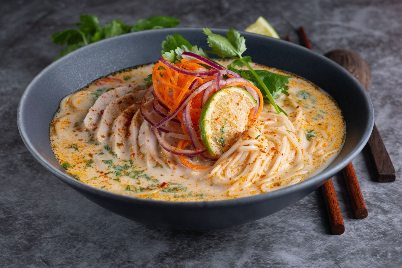 Coconut Curry Noodle Soup with Lime