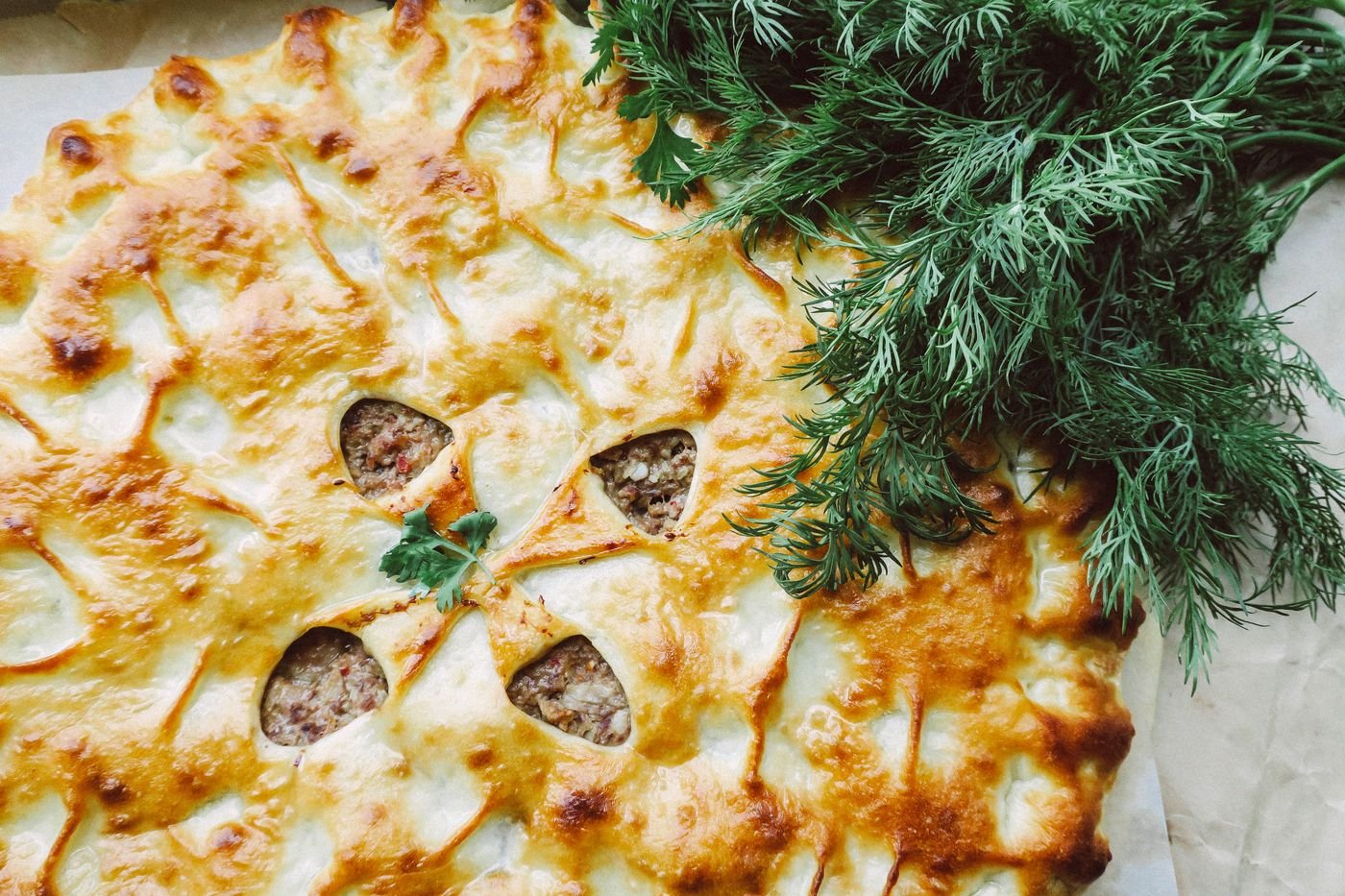 Ground Beef and Onion Pirog with Dill