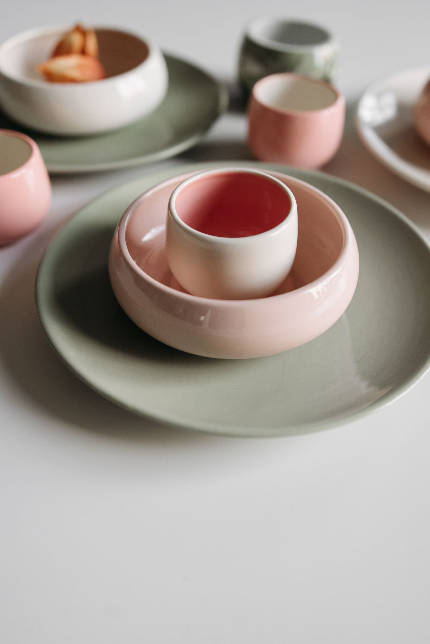 Sage and Blush Stoneware Place Setting