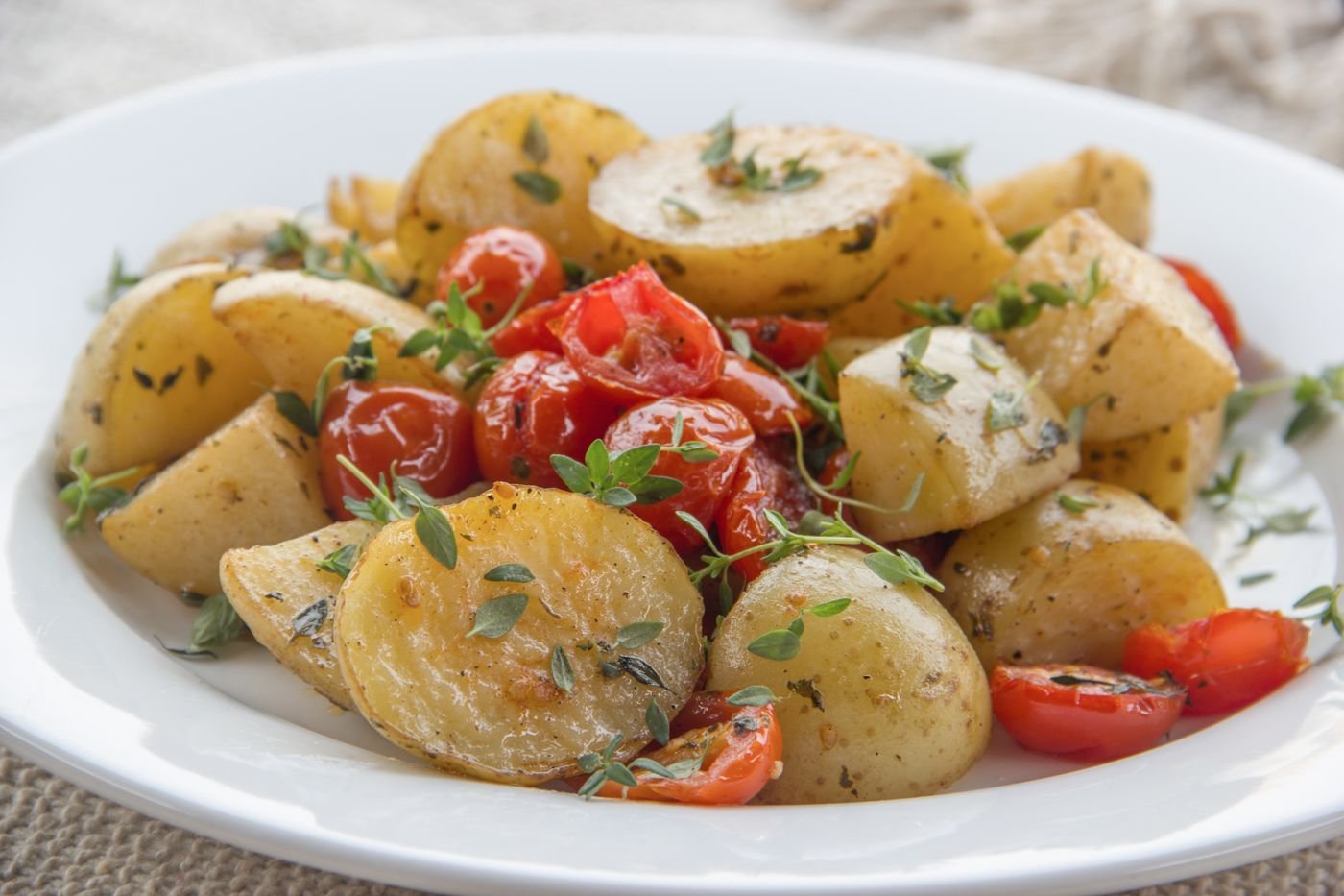 Roasted Baby Potatoes with Blistered Tomatoes and Thyme