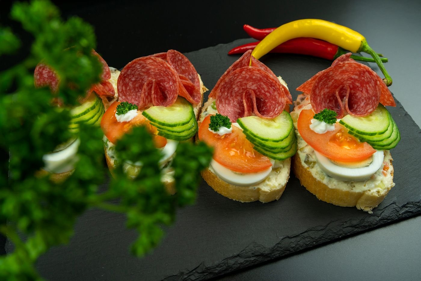 Salami and Egg Open-Faced Canapes