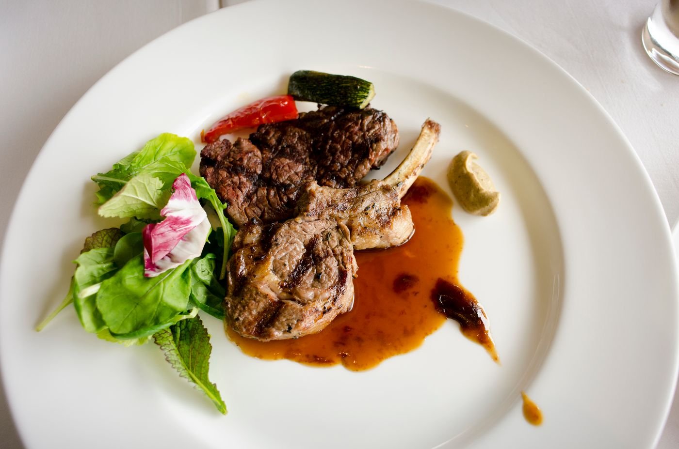 Grilled Lamb Chops with Rosemary Jus and Dijon