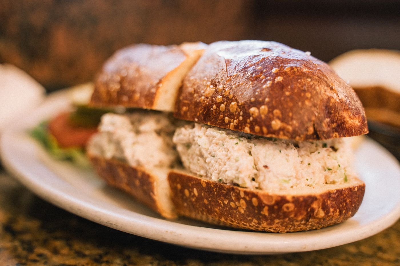 Herbed Tuna Salad on a Pretzel Roll