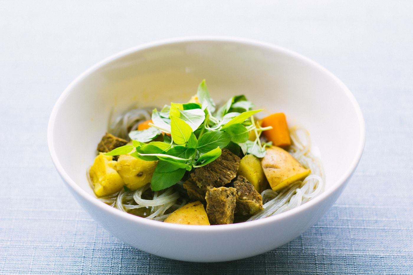 Bo Kho Beef Stew with Carrots over Rice Vermicelli